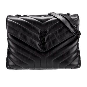 AUTHENTIC  Yves Saint Laurent Black LouLou medium Shoulder Bag